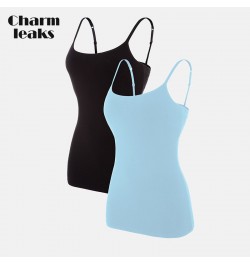 Women Camisole Underwear Cotton Soft Slim Sling Tank Tops Adjustable Straps Night Sleepwear Fitness Wear Pack of 2 $28.43 - U...