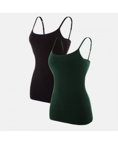 Women Camisole Underwear Cotton Soft Slim Sling Tank Tops Adjustable Straps Night Sleepwear Fitness Wear Pack of 2 $28.43 - U...