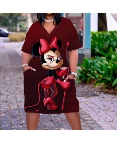 Minnie Sexy Dress Women Fashion Mickey 3D Print Dress Women Loose Ladies Party Evening Dress Summer Knee Length Street $39.38...
