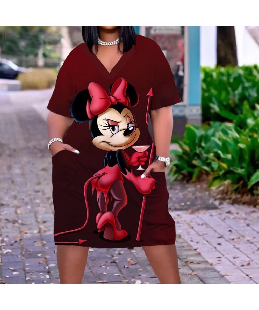 Minnie Sexy Dress Women Fashion Mickey 3D Print Dress Women Loose Ladies Party Evening Dress Summer Knee Length Street $39.38...