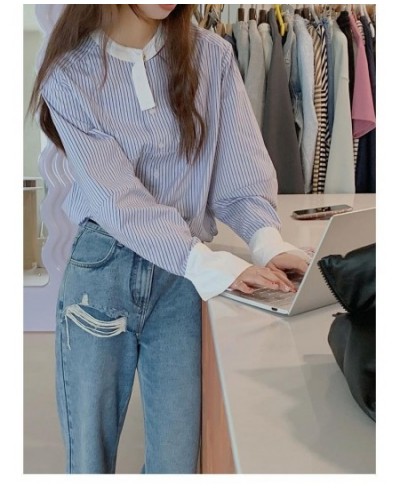 Design casual crewneck shirt temperament non-contacting oxhorn sleeve simple lazy shirt 2023 $42.87 - Tops & Tees