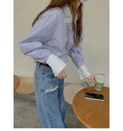 Design casual crewneck shirt temperament non-contacting oxhorn sleeve simple lazy shirt 2023 $42.87 - Tops & Tees