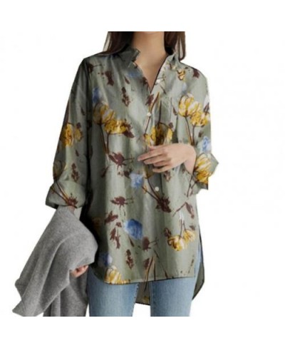 Women Shirts Female Print Blouse Spring Long Sleeve Tops Casual Turndown Collar Blusas Femininas Oversized Long Sleeve Blouse...