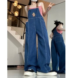 New Cartoon Bear Denim Jumpsuits Women Y2K Baggy Overalls Female Vintage Loose Straight Wide-leg Jumpsuit One Piece Outfit $4...