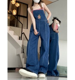 New Cartoon Bear Denim Jumpsuits Women Y2K Baggy Overalls Female Vintage Loose Straight Wide-leg Jumpsuit One Piece Outfit $4...