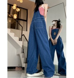 New Cartoon Bear Denim Jumpsuits Women Y2K Baggy Overalls Female Vintage Loose Straight Wide-leg Jumpsuit One Piece Outfit $4...