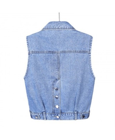 Women's Denim Vest Blue Sleeveless Female Jacket Korean Slim Jeans Coat Single-breasted Short Waistcoat Summer $31.03 - Jacke...