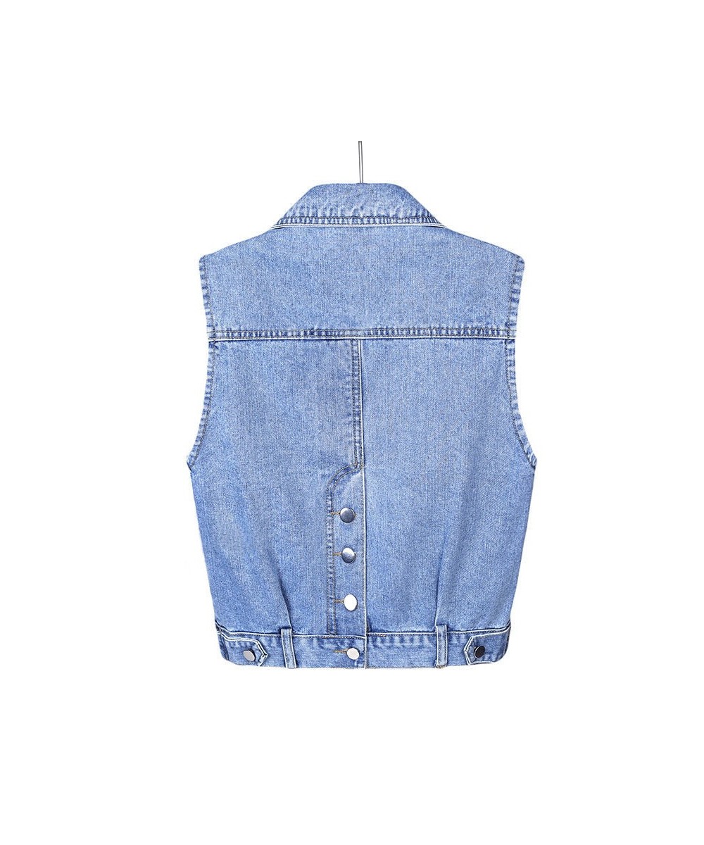 Women's Denim Vest Blue Sleeveless Female Jacket Korean Slim Jeans Coat Single-breasted Short Waistcoat Summer $31.03 - Jacke...