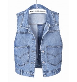 Women's Denim Vest Blue Sleeveless Female Jacket Korean Slim Jeans Coat Single-breasted Short Waistcoat Summer $31.03 - Jacke...