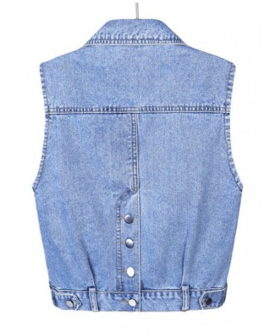 Women's Denim Vest Blue Sleeveless Female Jacket Korean Slim Jeans Coat Single-breasted Short Waistcoat Summer $31.03 - Jacke...