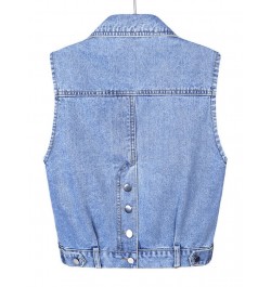 Women's Denim Vest Blue Sleeveless Female Jacket Korean Slim Jeans Coat Single-breasted Short Waistcoat Summer $31.03 - Jacke...