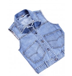 Women's Denim Vest Blue Sleeveless Female Jacket Korean Slim Jeans Coat Single-breasted Short Waistcoat Summer $31.03 - Jacke...