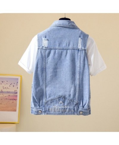 Women's Denim Vest Blue Sleeveless Female Jacket Korean Slim Jeans Coat Single-breasted Short Waistcoat Summer $31.03 - Jacke...