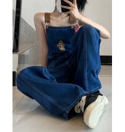 New Cartoon Bear Denim Jumpsuits Women Y2K Baggy Overalls Female Vintage Loose Straight Wide-leg Jumpsuit One Piece Outfit $4...