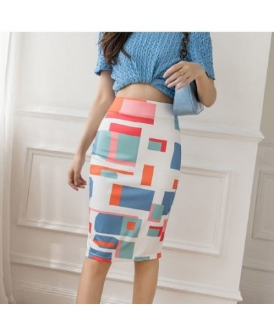 New Casual Fashion New Floral Graffiti Print Slim High Waist Skirt All-match Summer Large Size Pencil Skirt $26.03 - Skirts