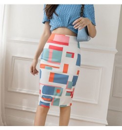 New Casual Fashion New Floral Graffiti Print Slim High Waist Skirt All-match Summer Large Size Pencil Skirt $26.03 - Skirts