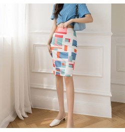 New Casual Fashion New Floral Graffiti Print Slim High Waist Skirt All-match Summer Large Size Pencil Skirt $26.03 - Skirts