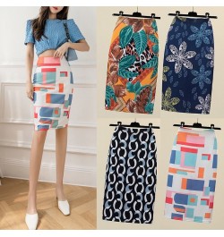 New Casual Fashion New Floral Graffiti Print Slim High Waist Skirt All-match Summer Large Size Pencil Skirt $26.03 - Skirts