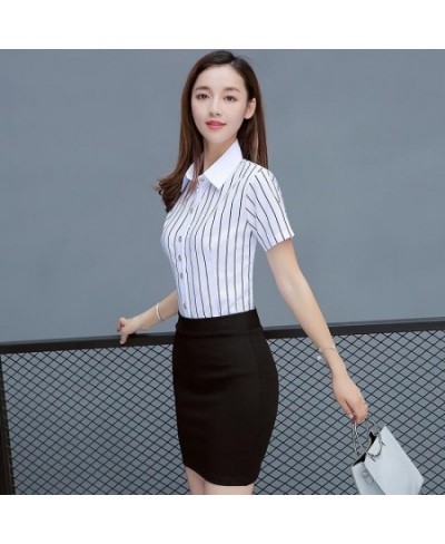 Chiffon Women Shirts Short Sleeve Office Lady Button Up Shirt White Women Tops & Blouses Women Shirts Blouses Camisas De Muje...