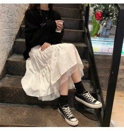 Long Skirts Women Mesh Lovely Elegant Teens Ulzzang Chic Ruched Club Romantic High Waist Elastic Korean Style College Student...