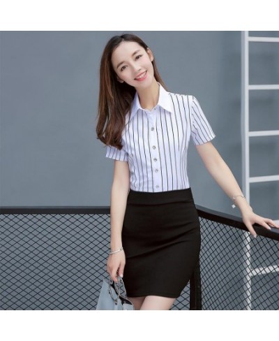 Chiffon Women Shirts Short Sleeve Office Lady Button Up Shirt White Women Tops & Blouses Women Shirts Blouses Camisas De Muje...