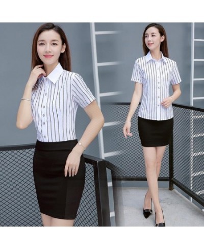 Chiffon Women Shirts Short Sleeve Office Lady Button Up Shirt White Women Tops & Blouses Women Shirts Blouses Camisas De Muje...