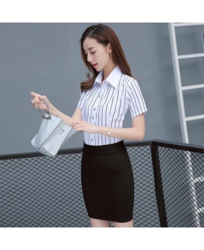 Chiffon Women Shirts Short Sleeve Office Lady Button Up Shirt White Women Tops & Blouses Women Shirts Blouses Camisas De Muje...