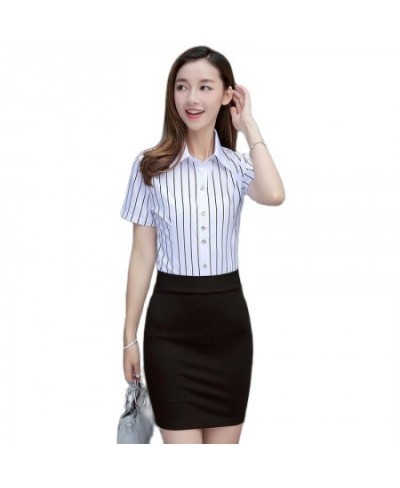 Chiffon Women Shirts Short Sleeve Office Lady Button Up Shirt White Women Tops & Blouses Women Shirts Blouses Camisas De Muje...