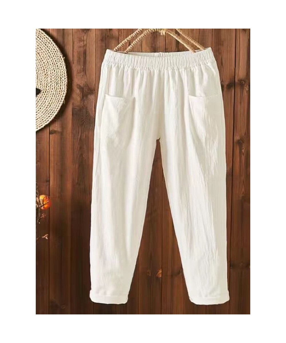 Cropped Pants Women's Summer Thin Cotton New Korean Loose Slim High Waist Straight Trousers Women Harun Pants Clothes for Wom...