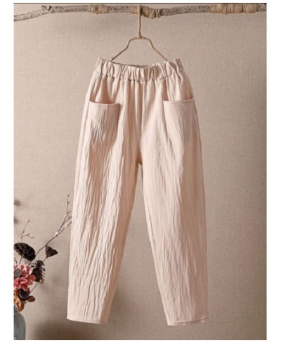 Cropped Pants Women's Summer Thin Cotton New Korean Loose Slim High Waist Straight Trousers Women Harun Pants Clothes for Wom...