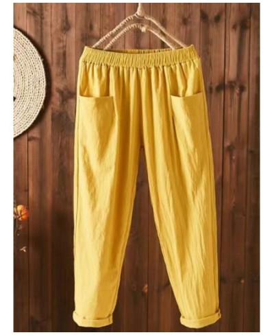 Cropped Pants Women's Summer Thin Cotton New Korean Loose Slim High Waist Straight Trousers Women Harun Pants Clothes for Wom...