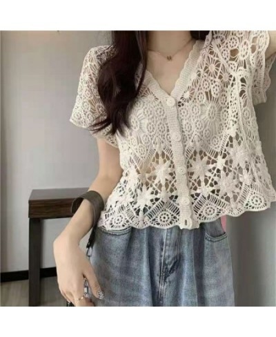 Cardigan Women New Design Hollow Out Stylish Minority Korean Style V-neck Loose All-match Sexy Casual Fashion Young Summer Th...