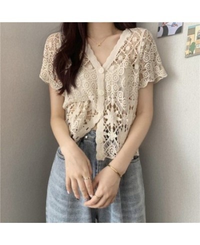 Cardigan Women New Design Hollow Out Stylish Minority Korean Style V-neck Loose All-match Sexy Casual Fashion Young Summer Th...