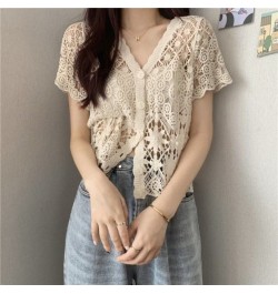 Cardigan Women New Design Hollow Out Stylish Minority Korean Style V-neck Loose All-match Sexy Casual Fashion Young Summer Th...