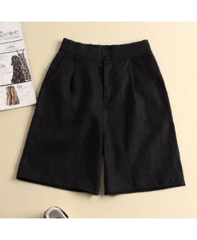 board shorts cotton and linen female loose size 2023 summer Korean version of thin section high waist casual wide-leg shorts ...