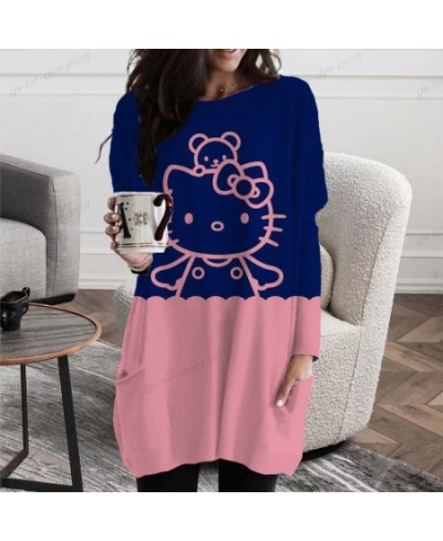 2023 Autumn Hello Kitty Print Pullovers Women Casual Long Sleeve O-Neck Printed T-shirts New Fashion Loose Female T-Shirt Tee...