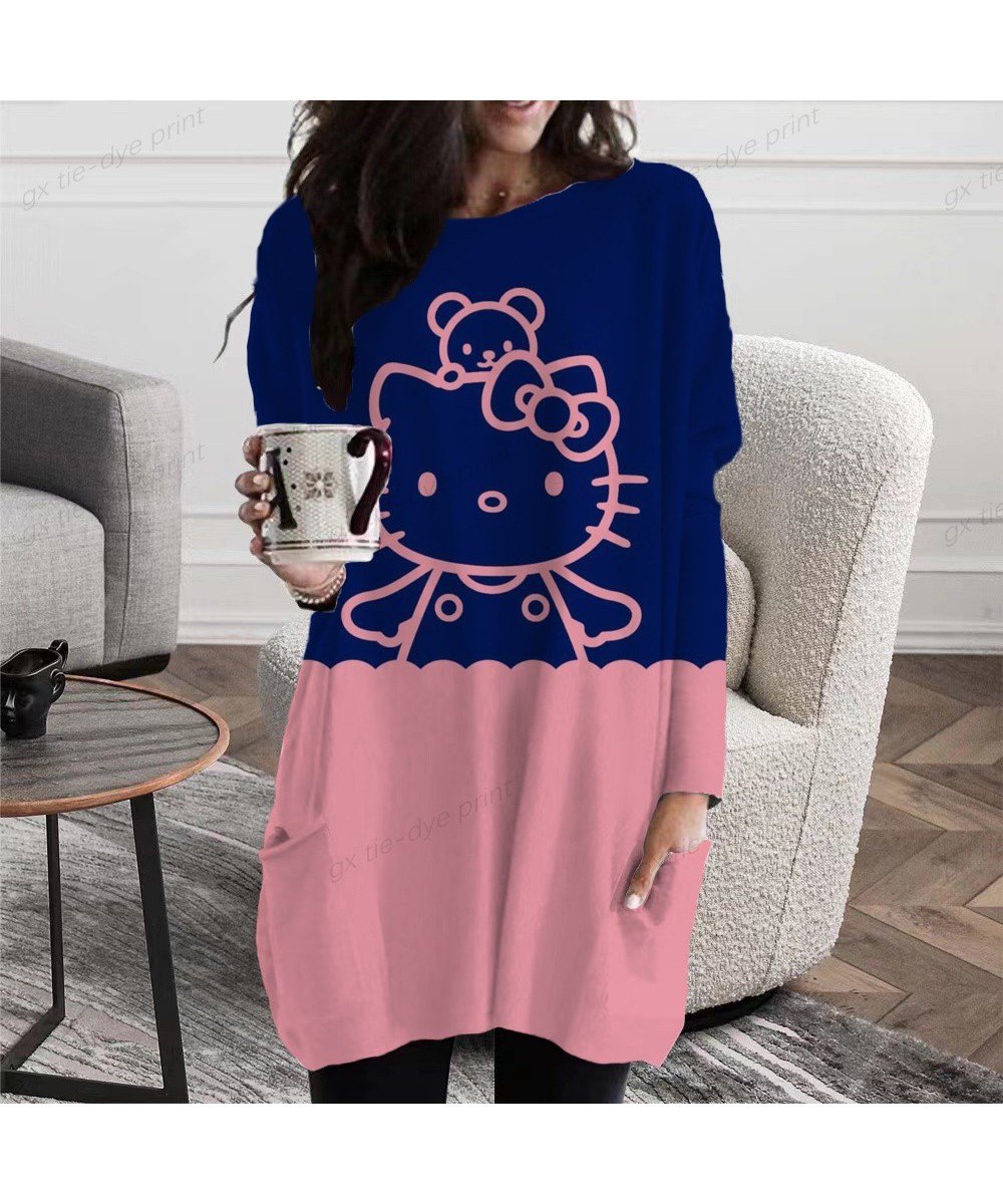 2023 Autumn Hello Kitty Print Pullovers Women Casual Long Sleeve O-Neck Printed T-shirts New Fashion Loose Female T-Shirt Tee...