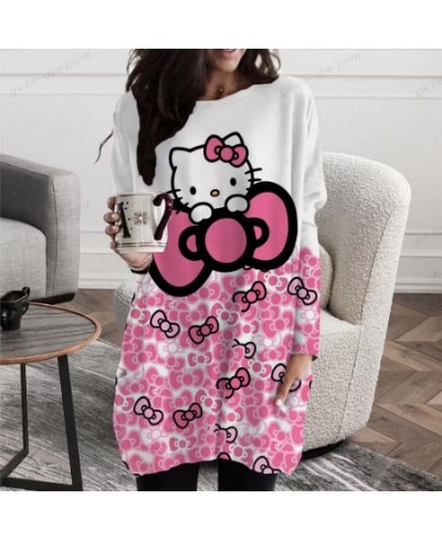 2023 Autumn Hello Kitty Print Pullovers Women Casual Long Sleeve O-Neck Printed T-shirts New Fashion Loose Female T-Shirt Tee...