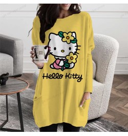 2023 Autumn Hello Kitty Print Pullovers Women Casual Long Sleeve O-Neck Printed T-shirts New Fashion Loose Female T-Shirt Tee...