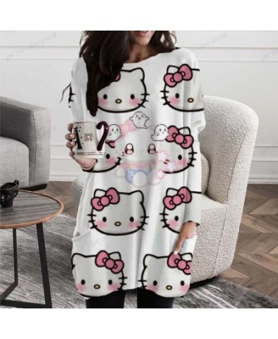 2023 Autumn Hello Kitty Print Pullovers Women Casual Long Sleeve O-Neck Printed T-shirts New Fashion Loose Female T-Shirt Tee...