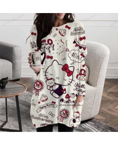 2023 Autumn Hello Kitty Print Pullovers Women Casual Long Sleeve O-Neck Printed T-shirts New Fashion Loose Female T-Shirt Tee...