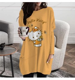 2023 Autumn Hello Kitty Print Pullovers Women Casual Long Sleeve O-Neck Printed T-shirts New Fashion Loose Female T-Shirt Tee...