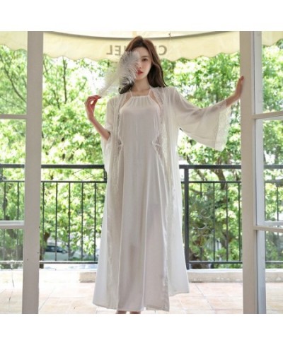 Lace Nightdress Women Robe Bride Bridesmaid Bathrobes Satin Pajamas Set Strap Dress 2 Piece Sexy Kimono Sexy Sleepwear Homewe...