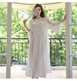 Lace Nightdress Women Robe Bride Bridesmaid Bathrobes Satin Pajamas Set Strap Dress 2 Piece Sexy Kimono Sexy Sleepwear Homewe...