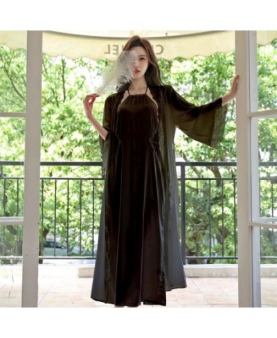 Lace Nightdress Women Robe Bride Bridesmaid Bathrobes Satin Pajamas Set Strap Dress 2 Piece Sexy Kimono Sexy Sleepwear Homewe...