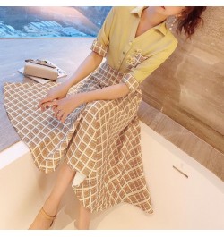 Western Style Aging Fashion Women's Suit 2022 Spring and Summer New Style Shirt Checkered Skirt High Waist Suit Skirt $34.38 ...