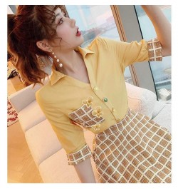 Western Style Aging Fashion Women's Suit 2022 Spring and Summer New Style Shirt Checkered Skirt High Waist Suit Skirt $34.38 ...