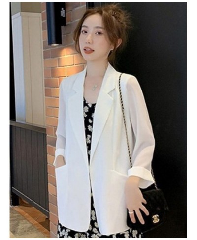 Women Solid Thin All-match Casual Preppy Style Long Sleeve Temperament Fashion Simple Solid Work Chic Vintage Blazers New $30...