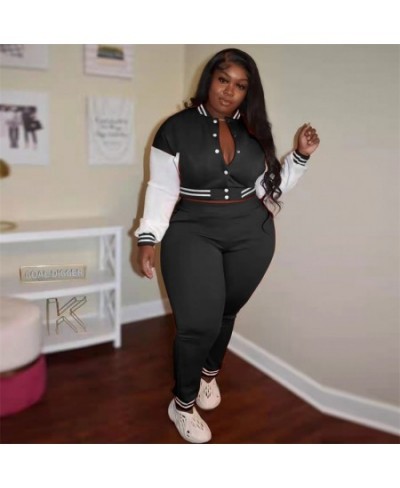 Tracksuit Women Plus Size Sets Sports Long Sleeve Baseball Jacket and Pants 2 Piece Suit Winter Outfits Wholesale $50.12 - Pl...