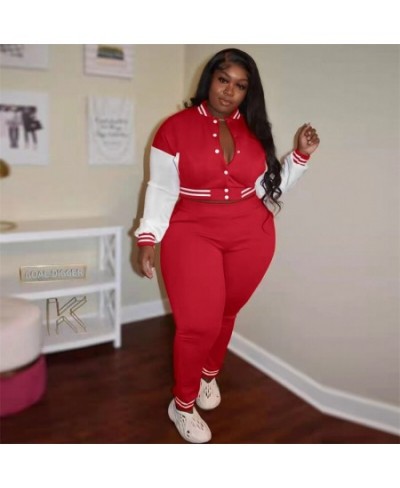 Tracksuit Women Plus Size Sets Sports Long Sleeve Baseball Jacket and Pants 2 Piece Suit Winter Outfits Wholesale $50.12 - Pl...